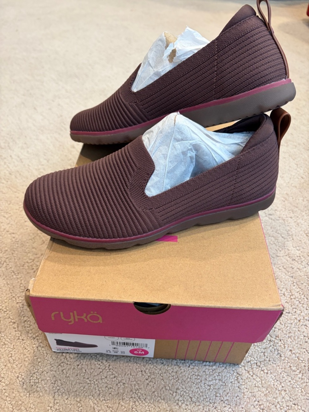 Ryka Women's Slip-On Knit Walking Shoes in Chicbrow (Brown) Size 6
